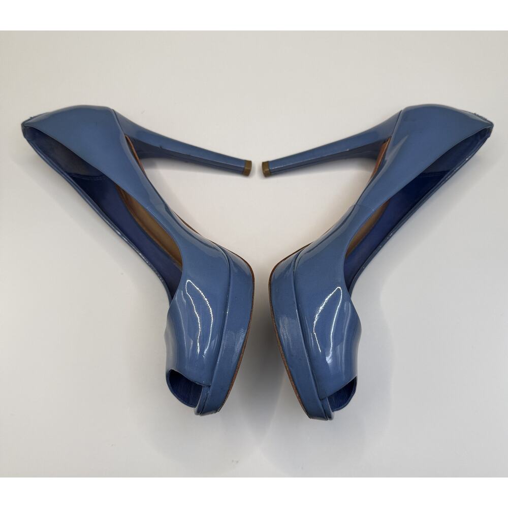 Coach Selma patent leather peep toe pumps in a blue color Sz 6.5 - Picture 4 of 10